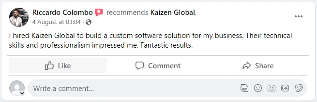 Customer Review from Facebook